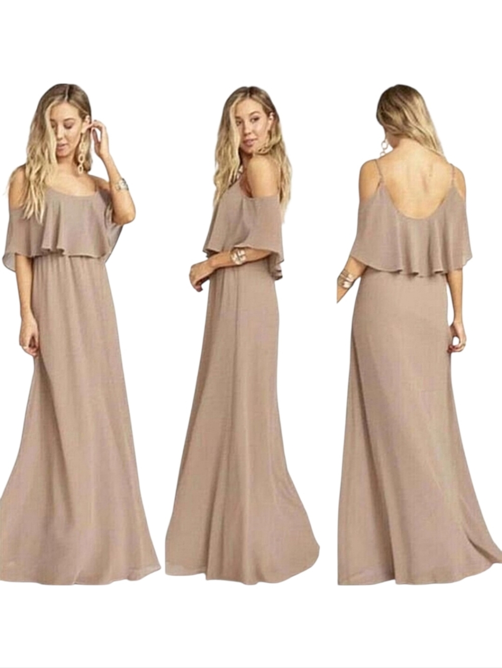 Show Me Your Mumu Caitlin Chiffon Maxi Bridesmaid Dress Beachy Flowy Dress Dune